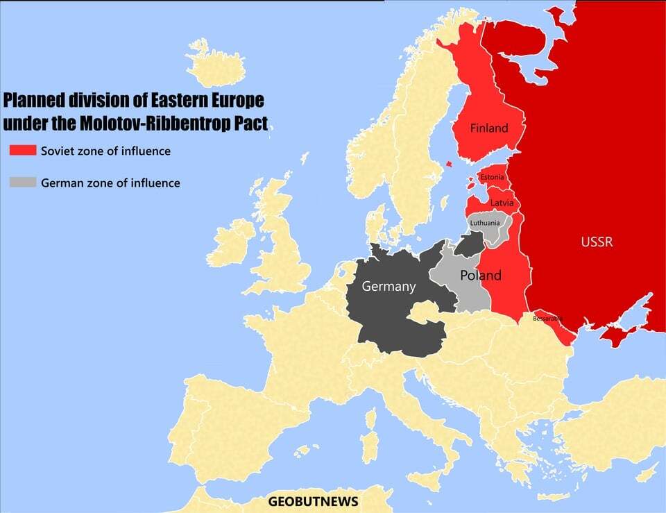 독일-소련 불가침 조약 동유럽 분할안