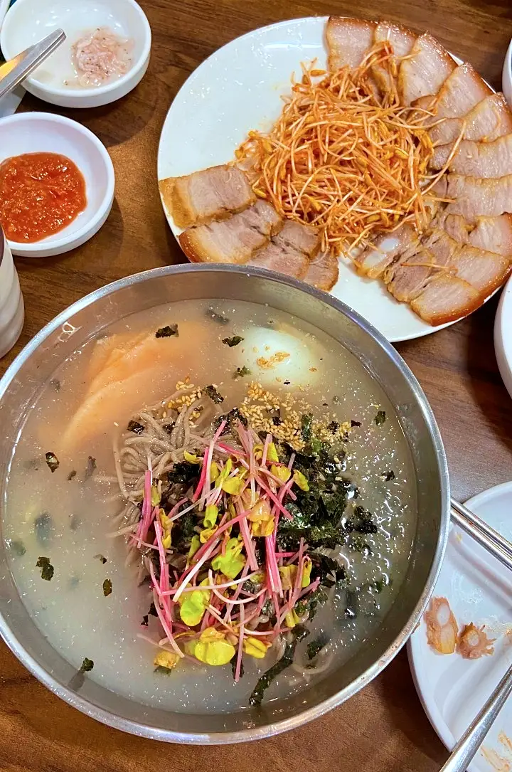 투데이 맛있는 메뉴 뼛속까지 시원한 동치미 막국수&#44; 비빔 메밀 막국수&#44; 메밀싹 수육 맛있는 식당 추천 부산 온천장 맛집