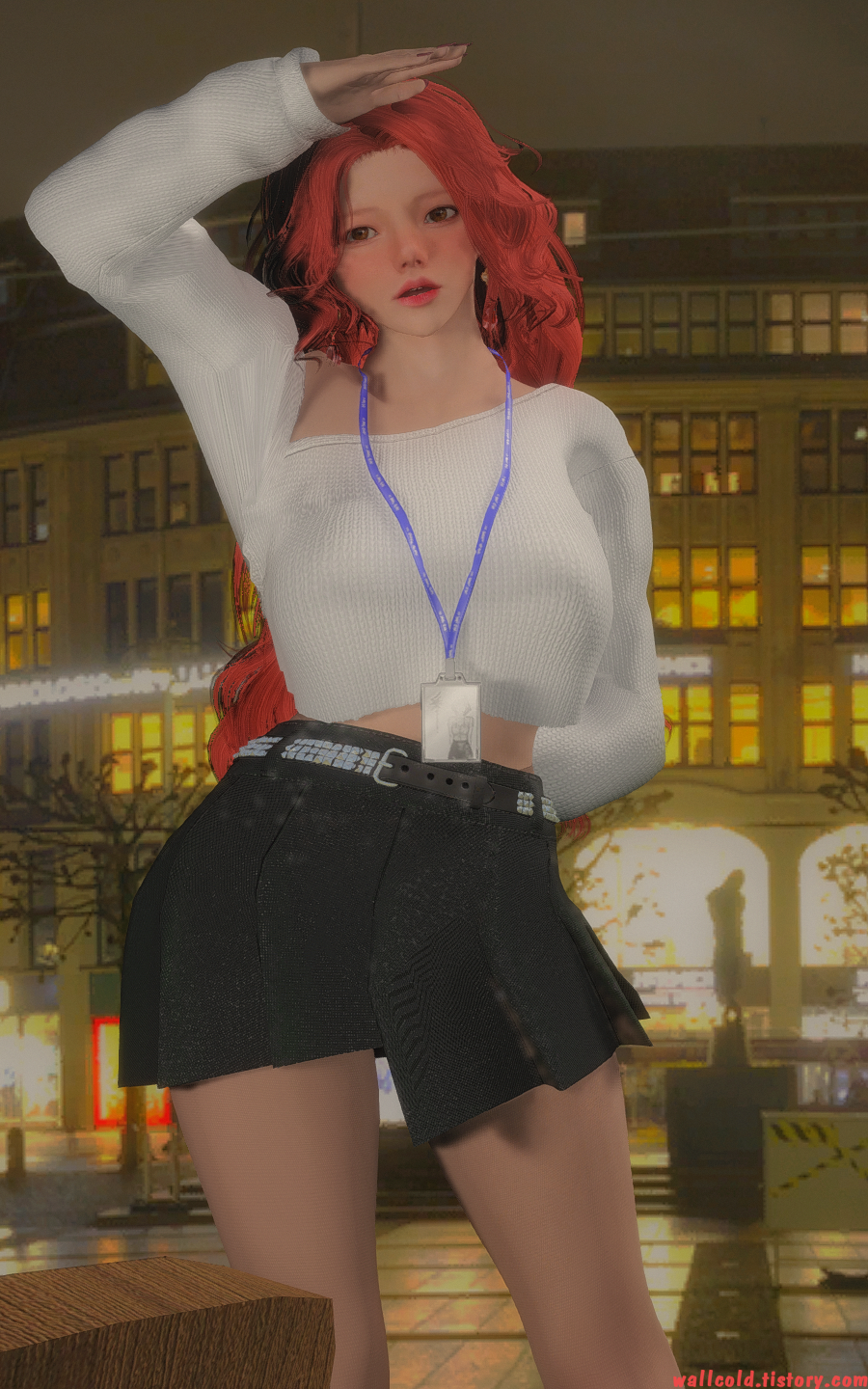 스카이림 의상 - 오피스걸 의상 modern set outfit skyrim mod 003