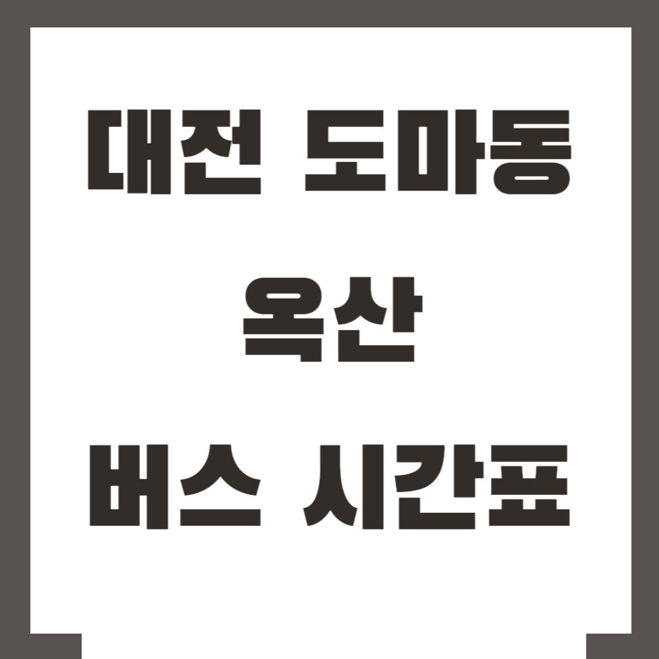 대전 도마동 옥산 버스 시간표