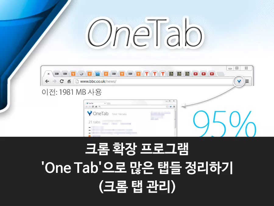 크롬확장 프로그램 OneTab 사용법