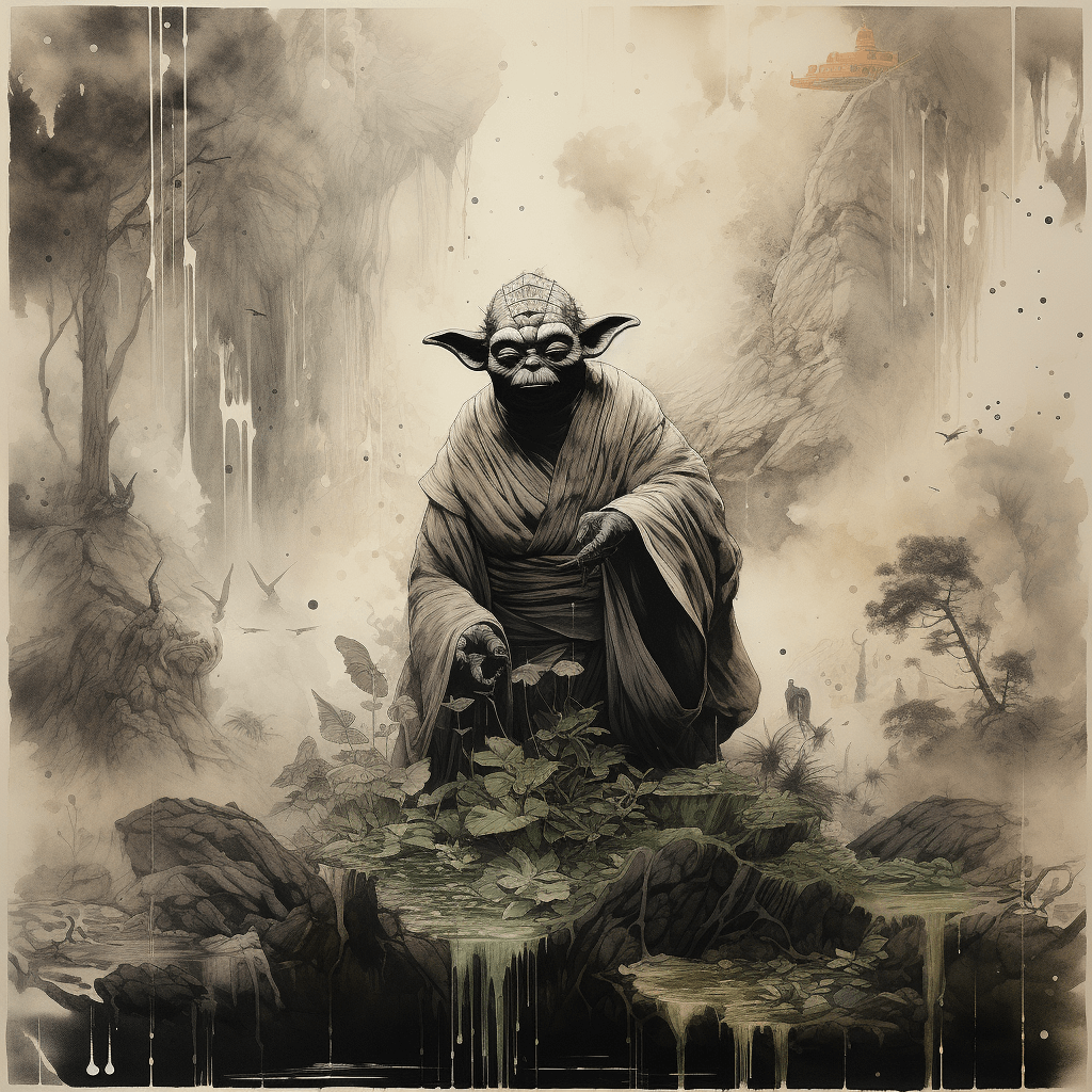 스타워즈 영화 한장면&#44; Stars Wars Ink Wash Painting Style2