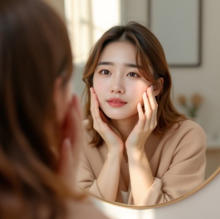 거울을 보는 여성