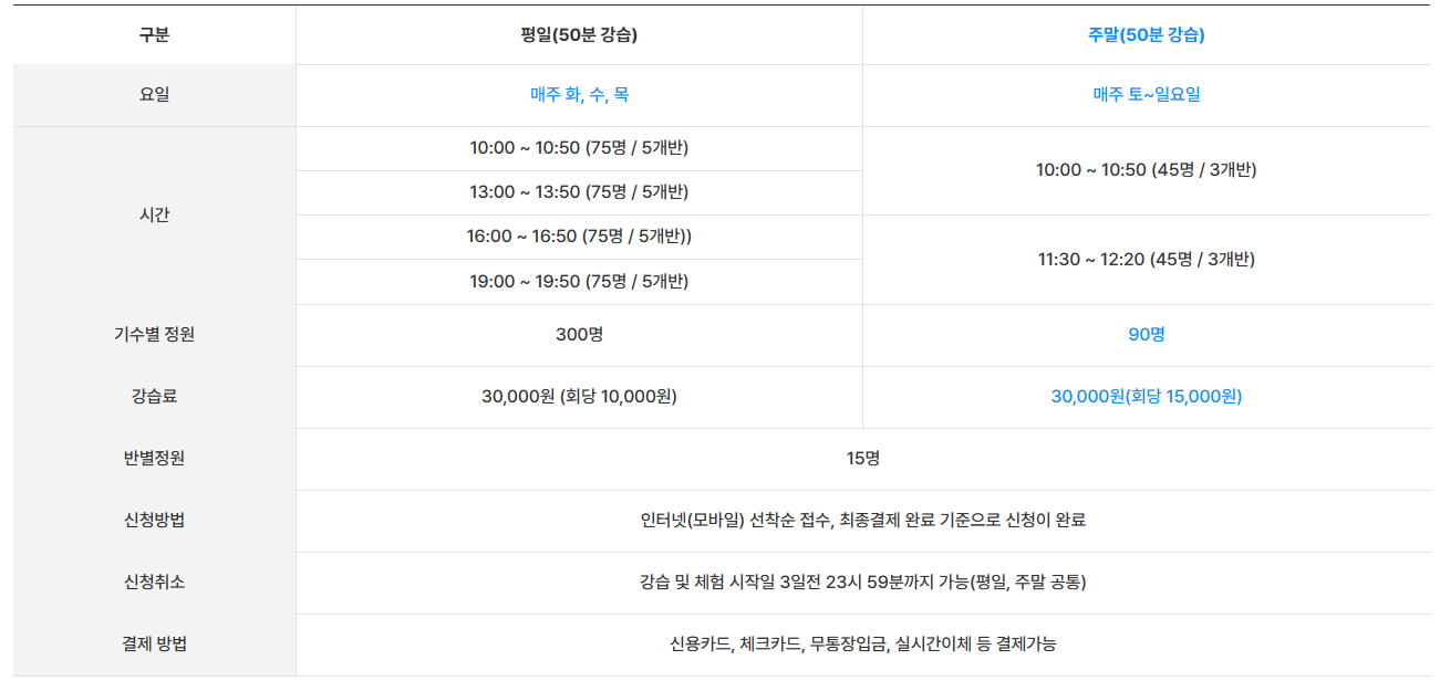 서울광장 스케이트장 스케이트 강습 시간표 안내 이미지