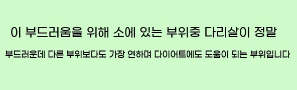  이 부드러움을 위해 소에 있는 부위중 다리살이 정말 부드러운데 다른 부위보다도 가장 연하며 다이어트에도 도움이 되는 부위입니다