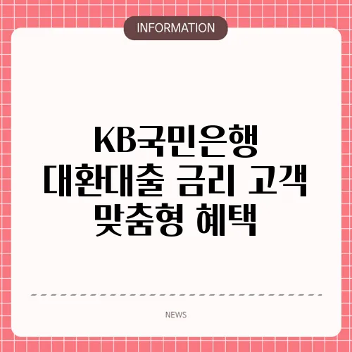 KB국민은행 대환대출 금리 고객 맞춤형 혜택