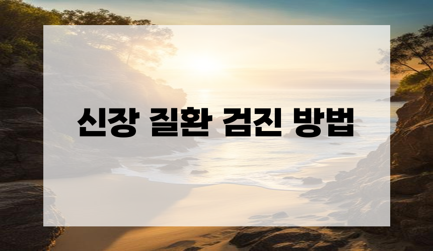 신장 질환 검진 방법