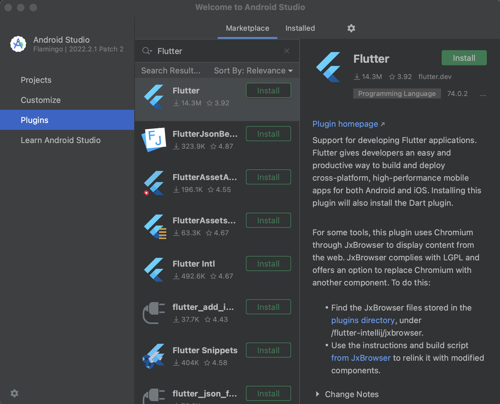 flutter plugin search