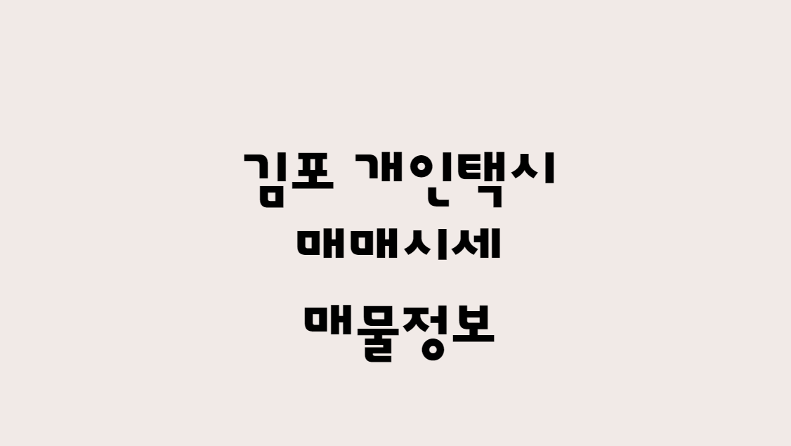  12월 김포 개인택시 매매 시세 가격 및 개인택시 매물 확인!