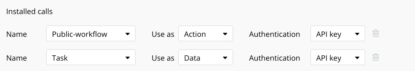 action 또는 data 로 설정