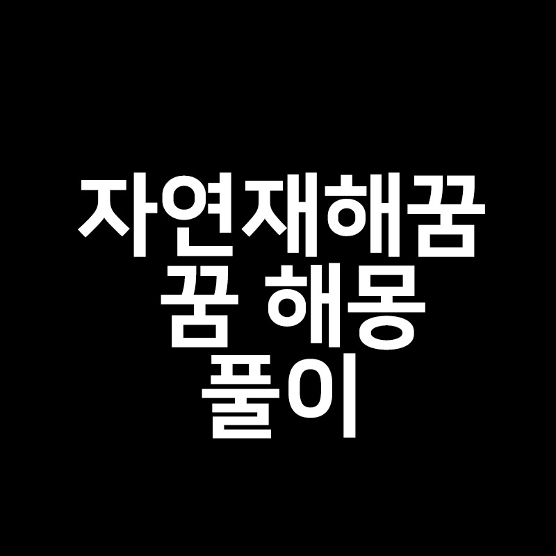  자연재해 꿈 해몽풀이