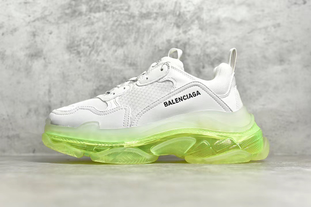  [BALENCIAGA] 발렌시아가 트리플S TRIPLE S 클리어 솔 스니커즈 화이트 네온 옐로우 541624W2FR19073