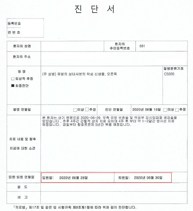 유방암 수술비용 실비시간에 대하여 1