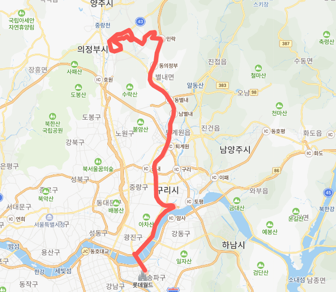  [직행좌석버스] 의정부G6000 버스 노선, 시간표 : 의정부, 백병원, 잠실광역환승센터