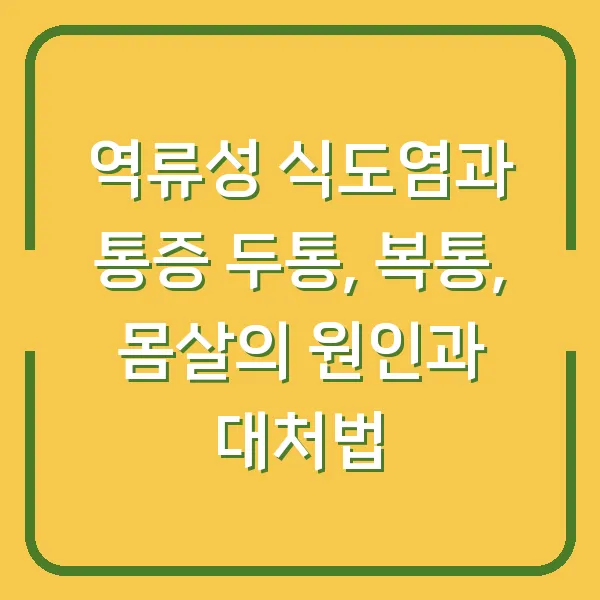 역류성 식도염과 통증 두통, 복통, 몸살의 원인과 대처법