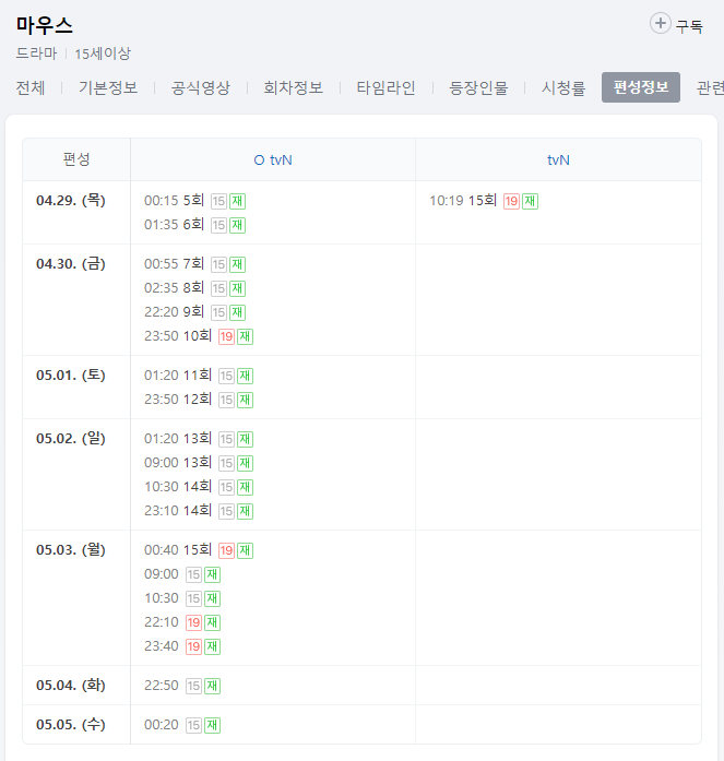 마우스 더 프레데터 2회 재방송 다시보기 part2 편성표