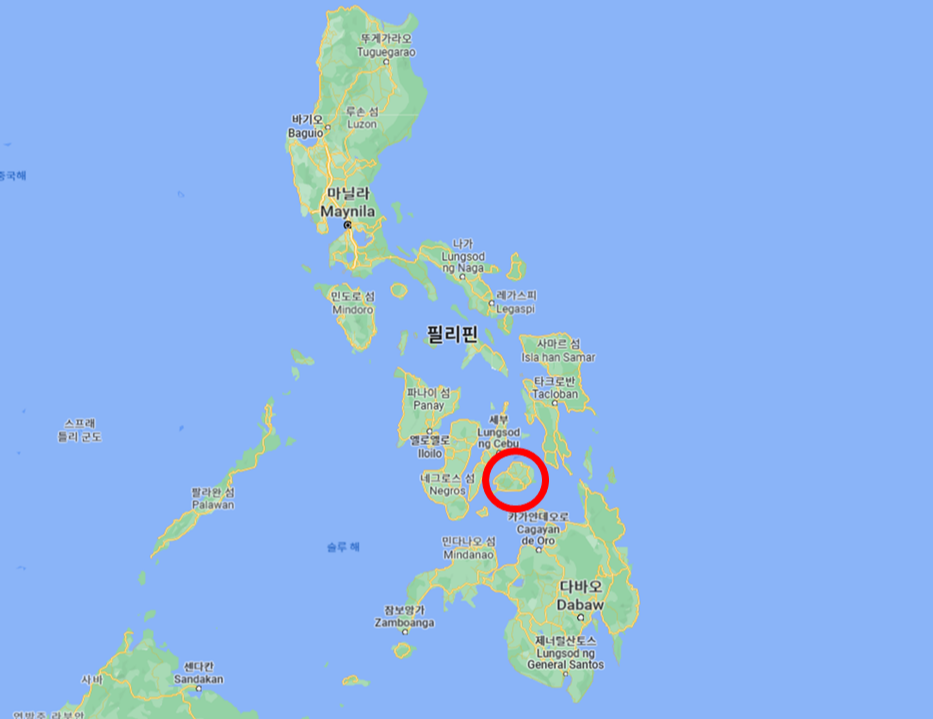 필리핀 지도 - 보홀 위치