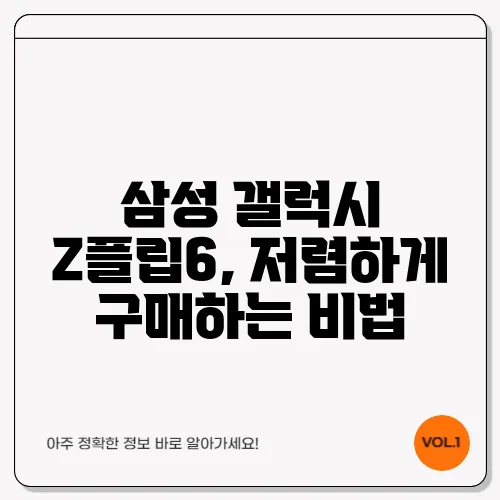 삼성 갤럭시 Z플립6, 저렴하게 구매하는 비법