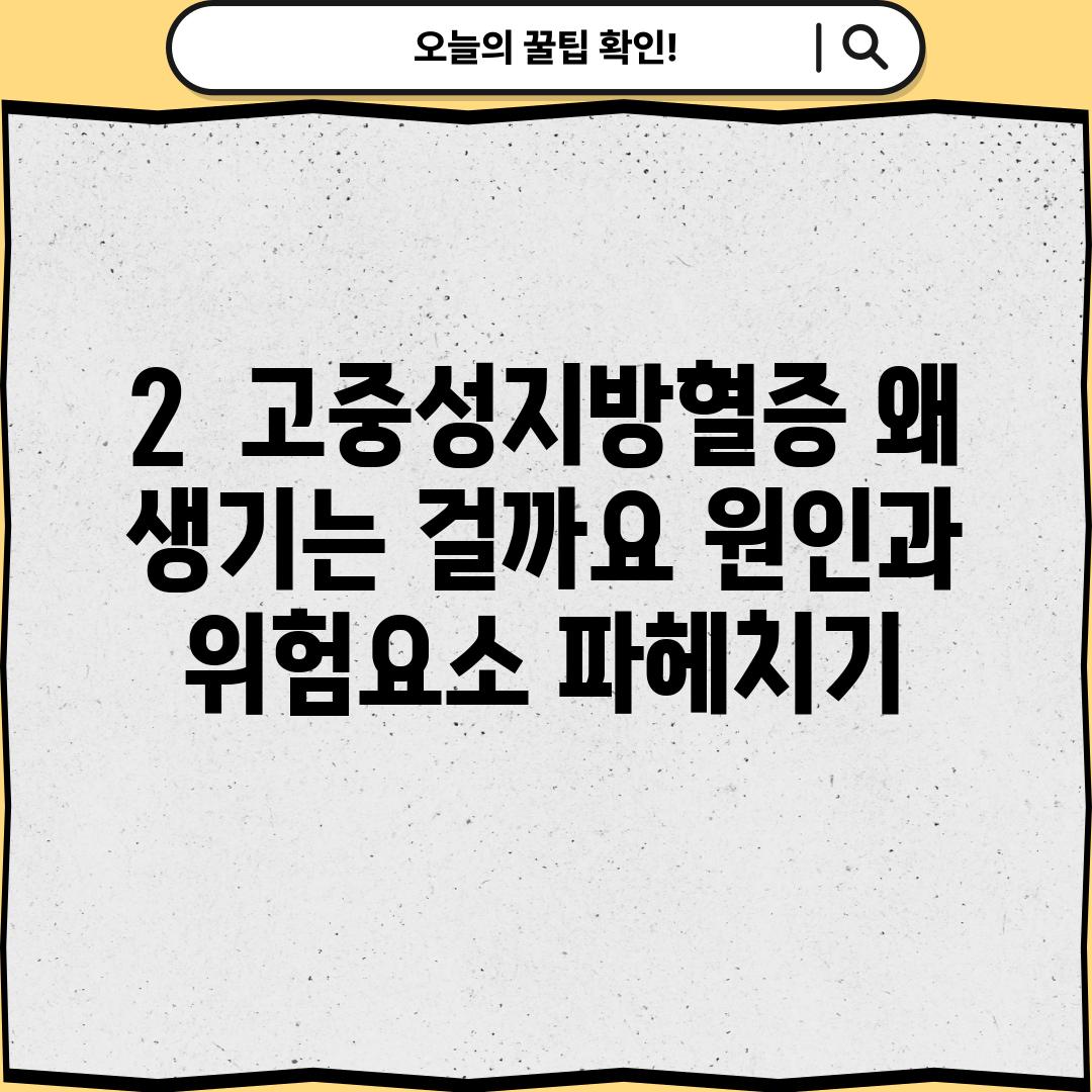 2.  고중성지방혈증, 왜 생기는 걸까요? 원인과 위험요소 파헤치기