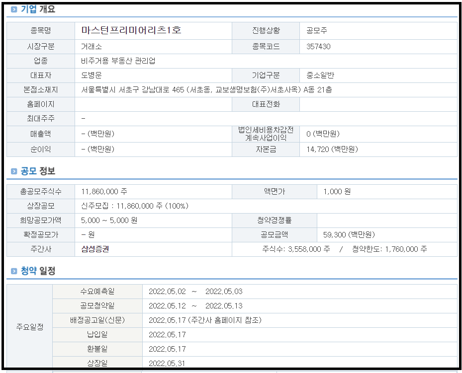 마스턴프리미어리츠1호_공모주청약