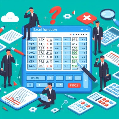 엑셀 함수와 관련된 여러 데이터와 계산식, 계산기를 배경으로 하는 일러스트입니다.