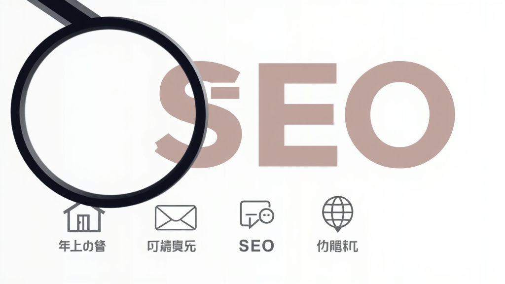 돋보기로 '블로그', '포스팅', 'SEO', '플랫폼' 등의 단어를 들여다보는 모습. 각 단어 옆에는 간략한 설명 아이콘(예: 블로그=집, 포스팅=편지 등) 추가.