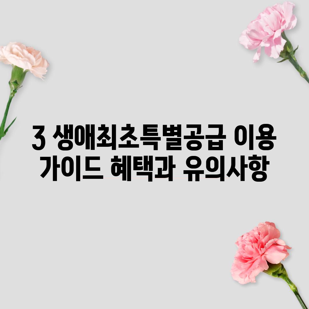 3. 생애최초특별공급 이용 가이드: 혜택과 유의사항