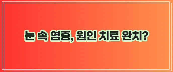 포도막염 증상 원인 치료 완치 여부가 중요합니다