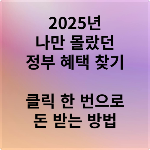 2025년 나만 몰랐던 정부 혜택 찾기 클릭 한 번으로 돈 받는 방법