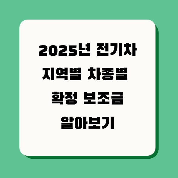 2025전기차 지역별 차종별 확정 보조금 알아보기 텍스트 이미지 사진