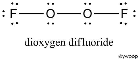 Lewis structure of dioxygen difluoride O2F2