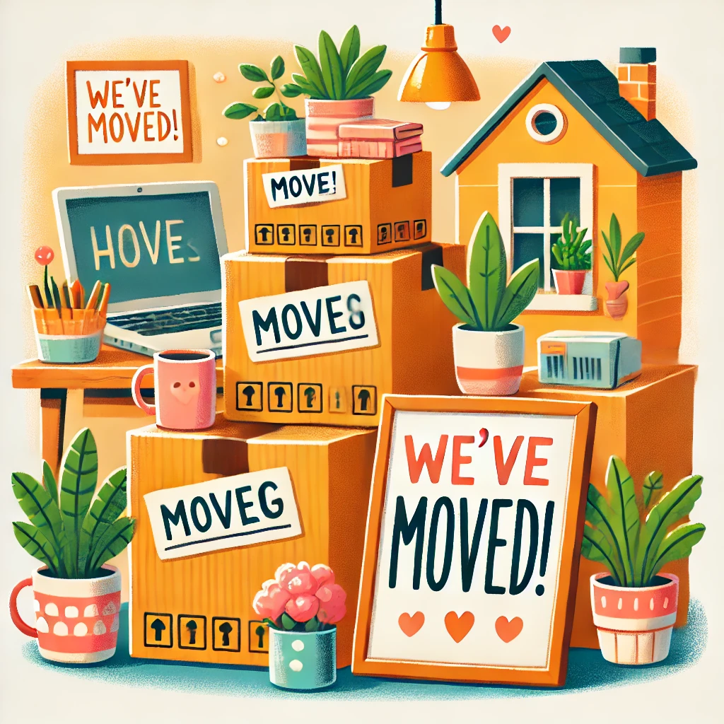 이사 일러스트 이미지 we've moved!