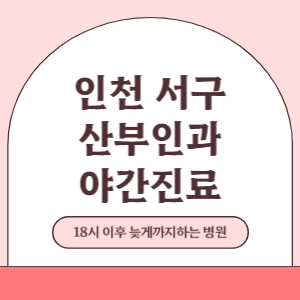 인천 서구 야간진료 산부인과 병원 (18시 이후 늦게까지하는 병원)