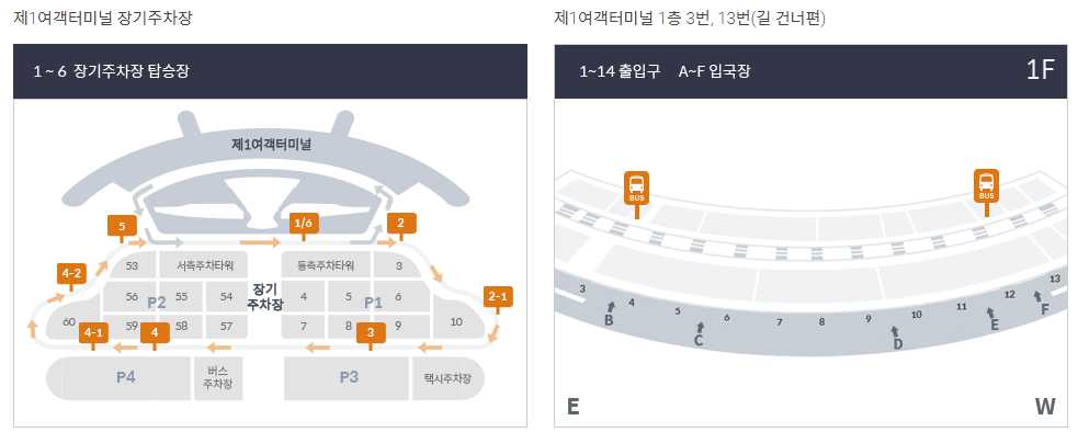 제1여객터미널 공항셔틀 노선도 및 위치