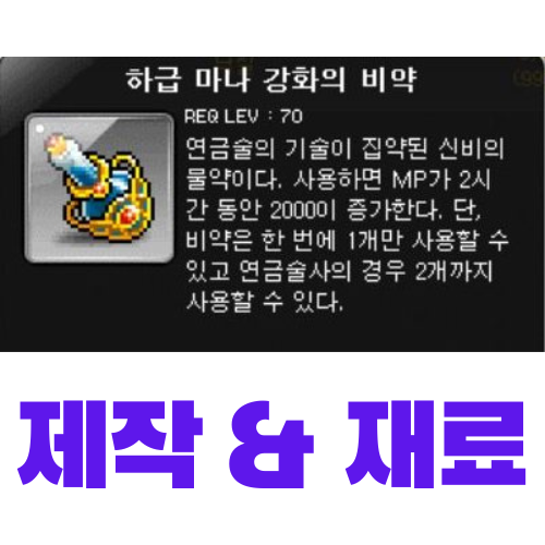  [메이플스토리] 하급 마나 강화의 비약 제작 (재료, 가격)