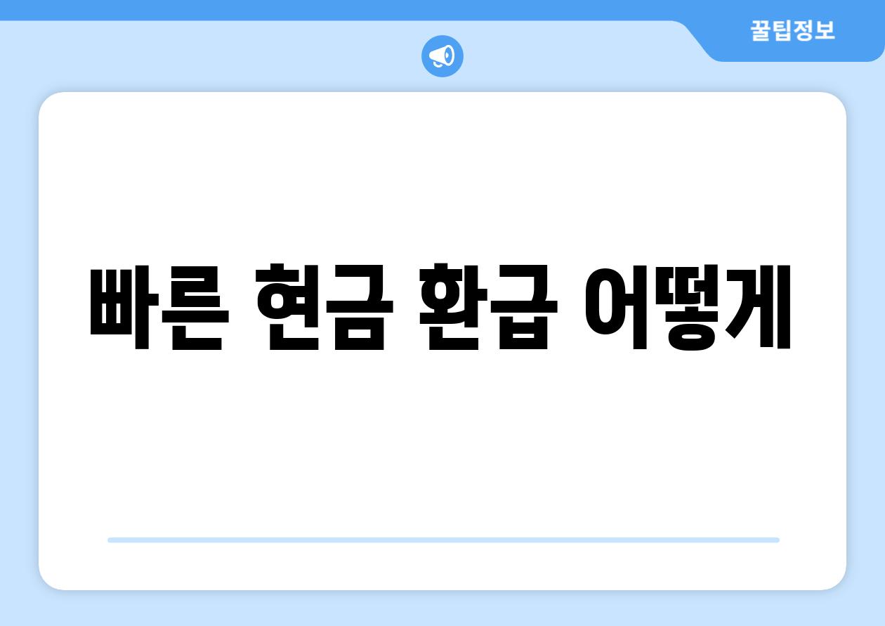 빠른 현금 환급, 어떻게?