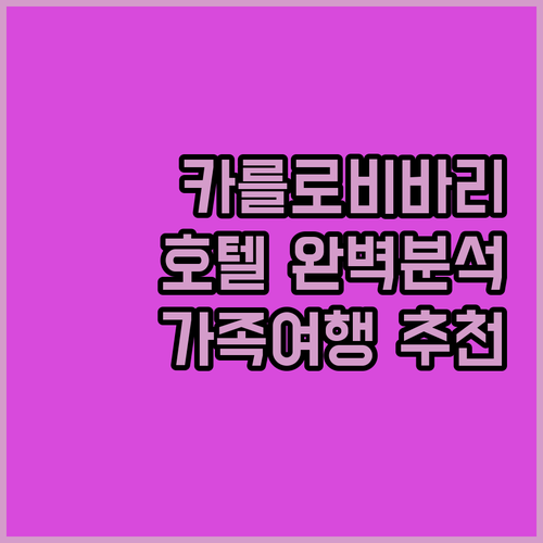 카를로비 바리 호텔 완벽 분석 숙소 