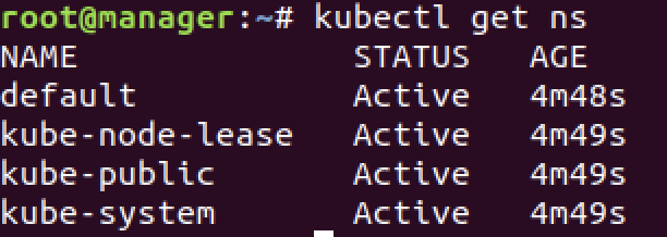 kubectl get ns