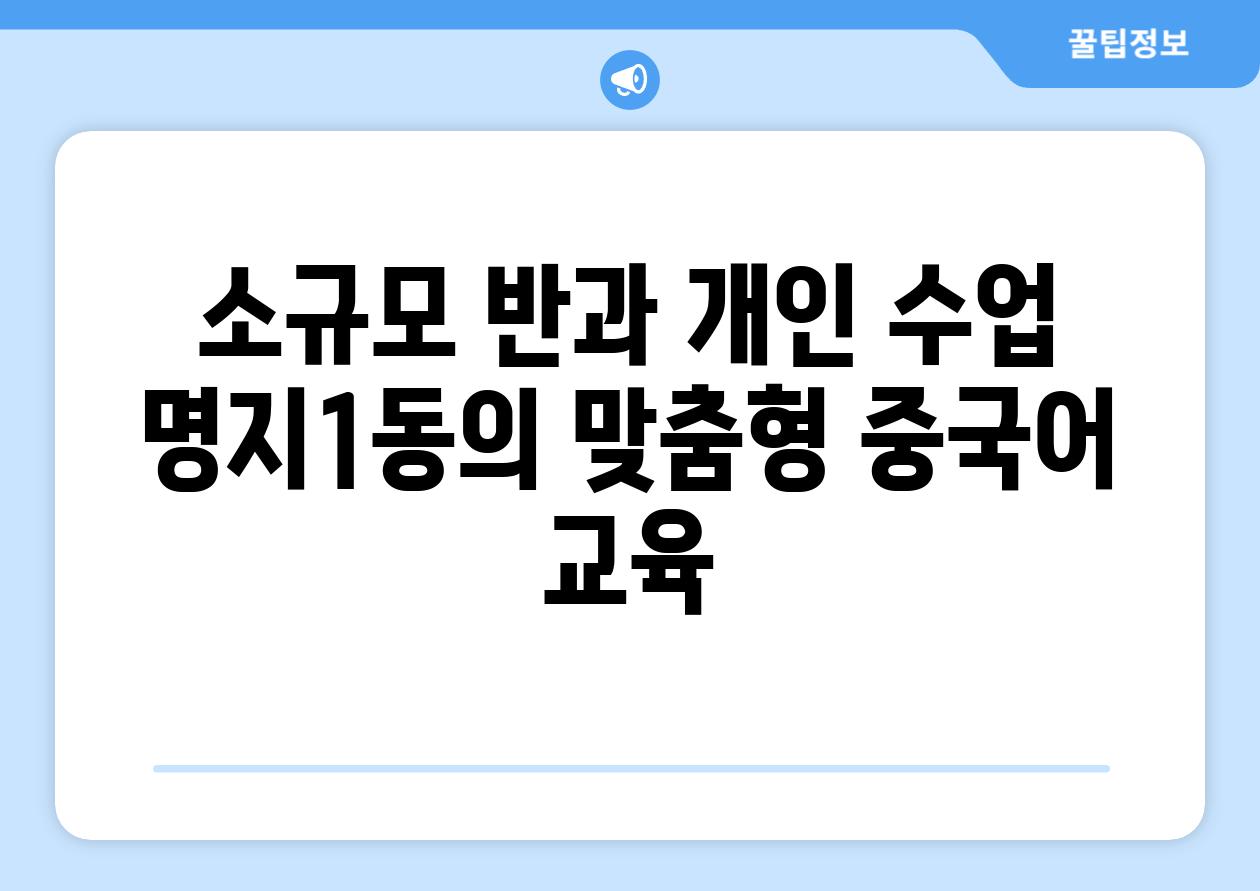 소규모 반과 개인 수업 명지1동의 맞춤형 중국어 교육