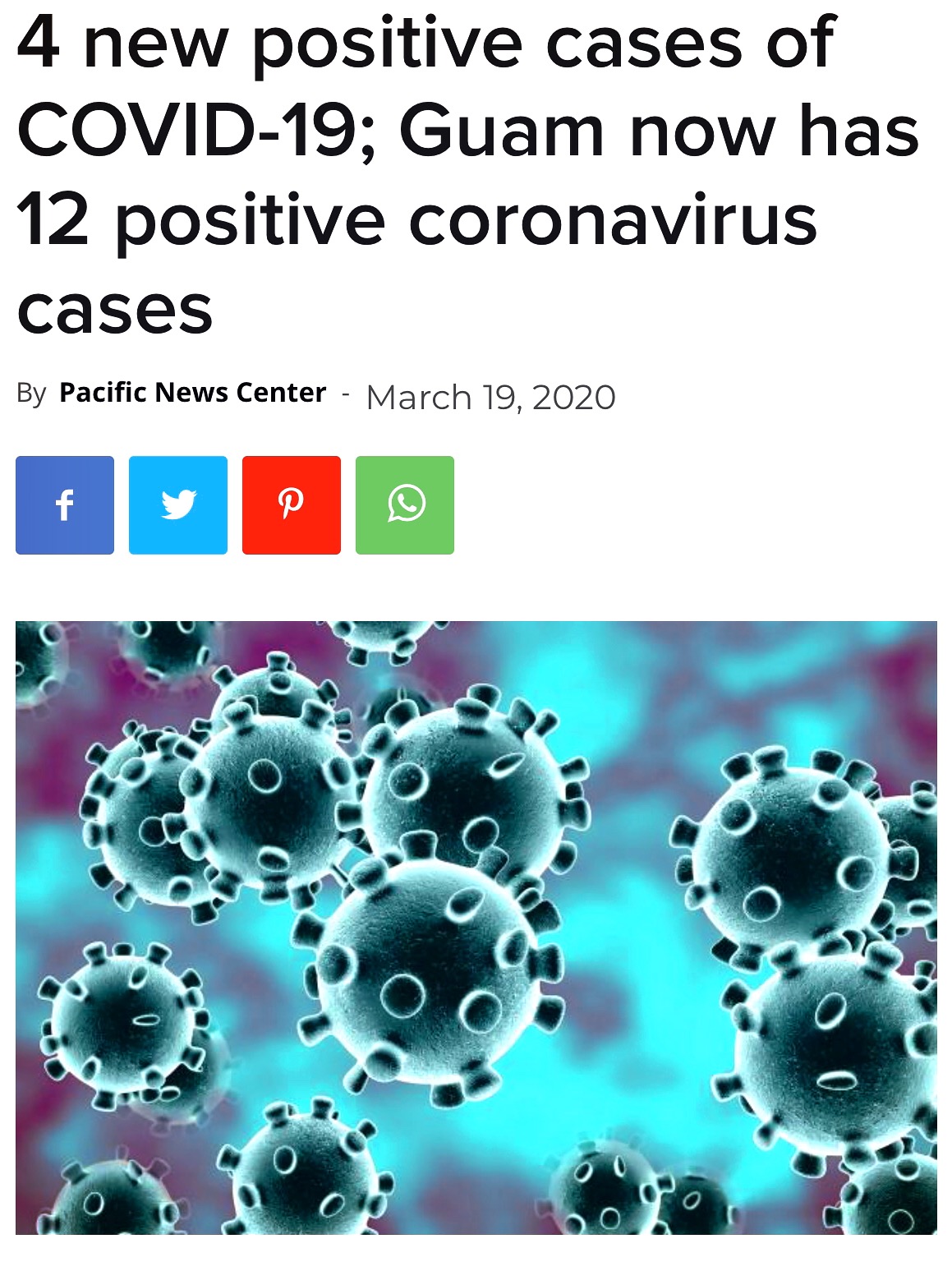  Guam has 12 positive coronavirus cases 괌 신종코로나