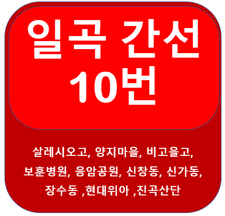  일곡 10번 버스노선 정보(살레시오고, 용두, 신가, 하남)