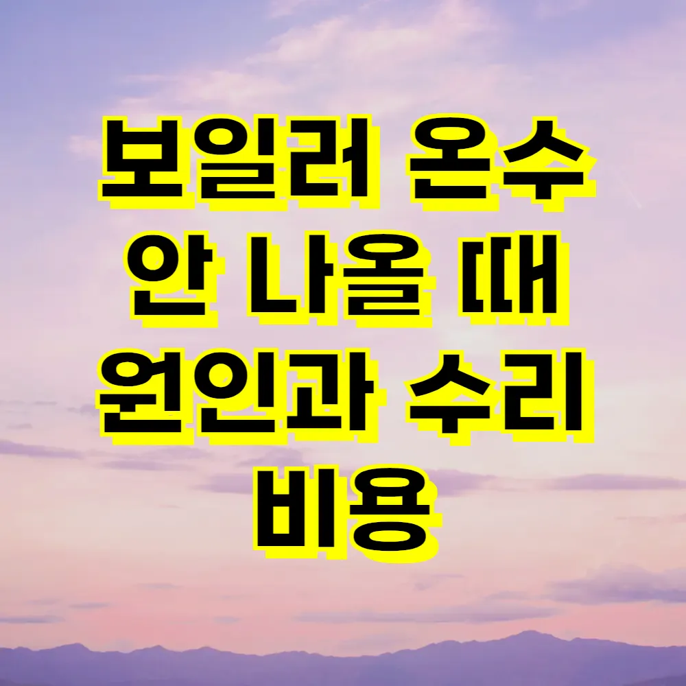 보일러 온수 안 나올 때 원인과 수리 비용