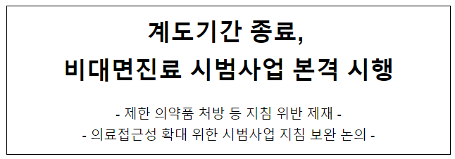  계도기간 종료, 비대면진료 시범사업 본격 시행