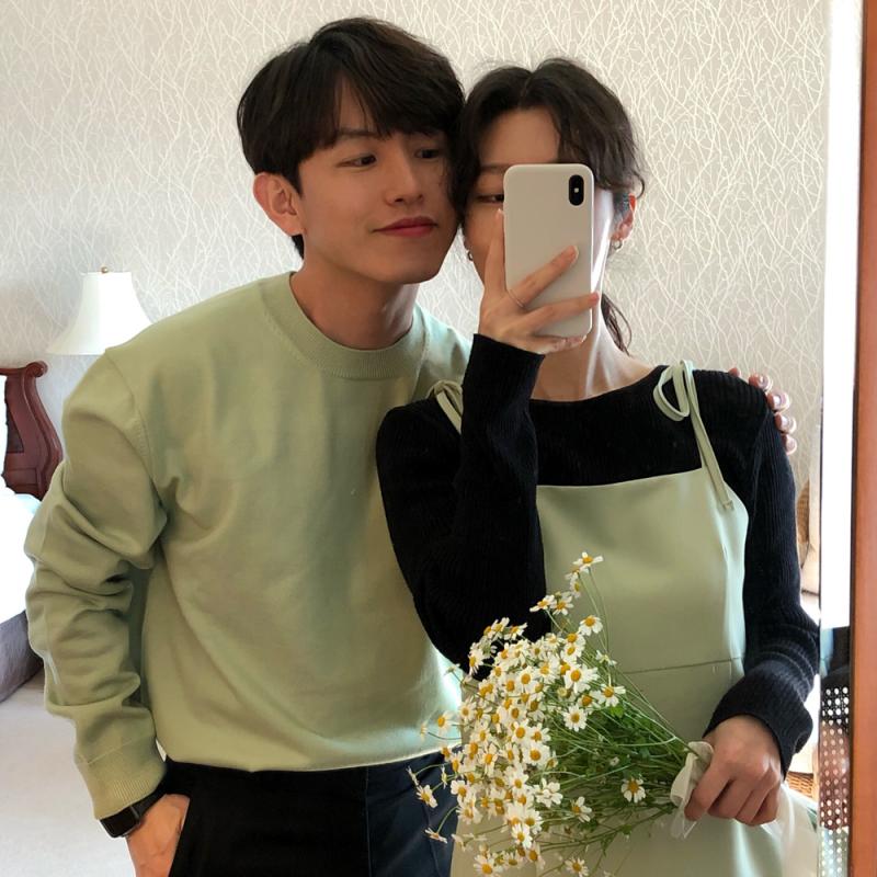 그린 뷔스티에 롱 원피스 봄 커플 시밀러룩