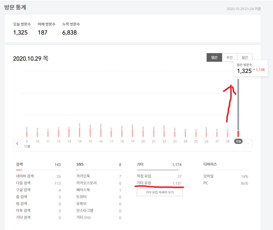  티스토리 블로그 사건사고-대량의 유입자