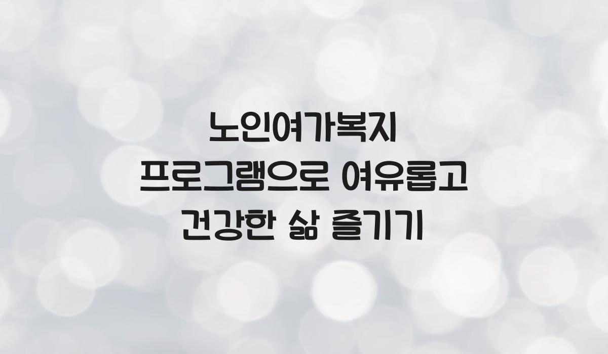 노인여가복지 프로그램