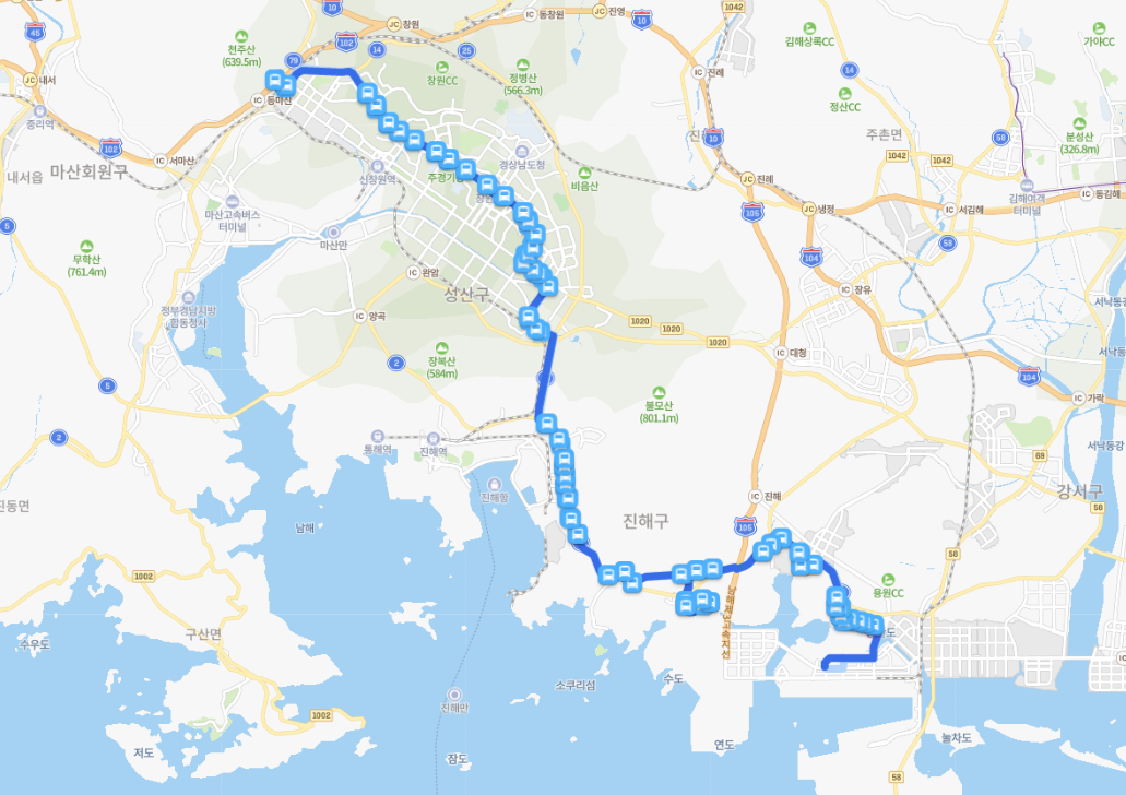 [직행좌석] 창원 757번버스 노선 시간표 : 창원역, 시청, 대동백화점, 성산구청, 진해구청