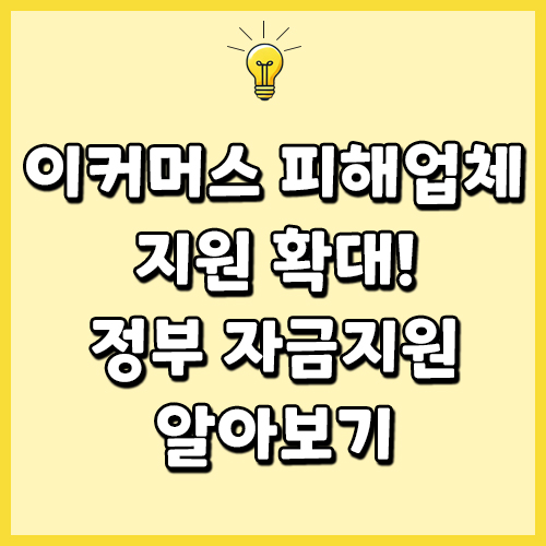 이커머스 피해업체 지원 확대! 정부 자금지원 알아보기