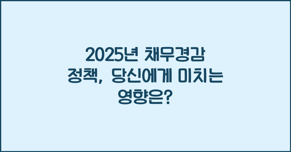 2025년 채무경감 정책