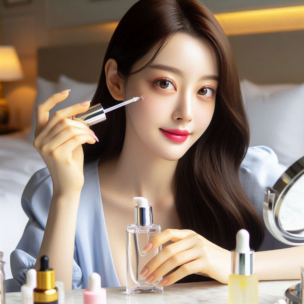 화장품을 사용하는 여성